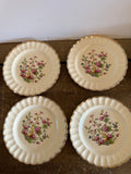 +* Vintage 1940s Sebring Golden Ware Indian Tree Set/4 7” Salad/Dessert Plates 22 Carat Gold Rim
