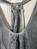 +* Womens/Juniors Large Gray Eyelet Mono Reno Dress Swimsuit Cover Up Side Pockets Tee Back