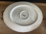 + Vintage Pfeiffer & Lowenstein Schlackenwerth Austria Empire II White China Gold Rim SERVING DISH w/ LID 1940s