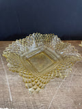 a** Vintage Set/2 Pair Light Gold/Yellow Cut Glass Candy Dishes Bowls 7“ Diam
