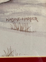 € Nadine Harper Wood Framed & Matted Santa & Forest Animals Art 1991 17.5” W x 23” H