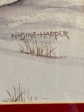 € Nadine Harper Wood Framed & Matted Santa & Forest Animals Art 1991 17.5” W x 23” H
