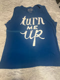 +* Women’s Junior’s Large Blue Graphic T-Shirt Short Sleeves “Turn Me Up” in white Cotton Converse Cut