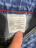 ** Womens/Juniors Southern Thread Size 29 Regular Blue Boot Cut Flare Distressed Low Rise