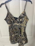+* Womens Juniors B-Works Large Brown & Yellow Cami Top Adj. Spaghetti Straps V-Neck