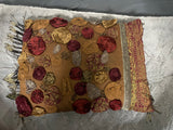 +* Borgata Rectangular 17” x 13” Pillow Beaded Raised Velour & Satiny Flower Petals Zipper Closure Beaded Fringe