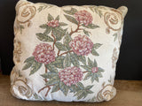 + Tapestry Look Throw Pillow Flowers Neutral Colors Beige Green Rust Blue Back