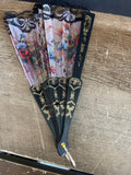 + Lace & Fabric Floral Victorian Hand Fan 16” W x 9” Opened