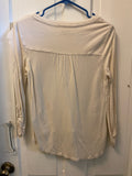 Womens/Juniors XSmall Ivory Apt.9 Tab Button Up Long Sleeves Henley Top Lace Overlay