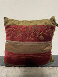 +* Set/3 Square 16” Embroidered & Beaded Pillows Floral on Velour Velvety Satiny Pillow Burgundy Green Browns Zipper Closure