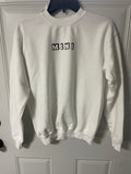 +* Girls Youth XLarge Graphic White Sweatshirt “Mini” in Black by Gildan Heavy Blend
