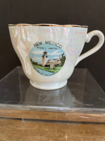 Vintage Souvenir Coffee Mug, Iridescent, New Mexico State Capital