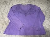 +* Womens Juniors Small (Sz 8) Purple Coldwater Creek Long Sleeve VNeck Top Cotton