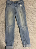 +* Womens/Juniors Size 3 28” Waist SO High Rise Jegging Blue Jeans Skinny Stretch Distressed Roll Up