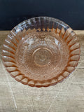 a** Vintage Round Blush Colored Depression Glass Candy Dish Serving Bowl Scroll Design