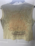 +* Womens Juniors Route 66 Large Tank Top Green with Circus Theme Gold Rivets