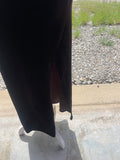 ** Womens Sz Small EK DESIGN Chocolate Brown Maxi Velvet Feel Skirt Slit Long
