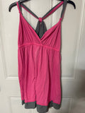 +* Y2K Junior’s OP XLarge Sz 15/17 Pink & Gray Short Dress Swimsuit Cover Up Knotted Back Elastic Bodice