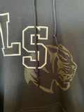 +* Mens Large Black Gildan Sweatshirt Hoodie Long Sleeve Pullover  Heavy Blend “LS Panthers”