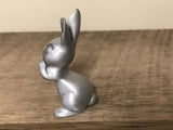 <€€ Vintage AM FINE PEWTER Figurine Laughing Smiling Bunny Rabbit