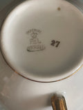 [pics as set] + Vintage Imperial PSL Empire I White TEA CUP & SAUCER Trimmed in Gold #27 Porcelain