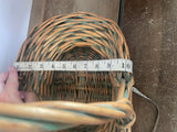 +* Medium Basket Woven Wood With Handle w/ Green Accents