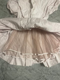 +* Vintage Girls Sz 2T Light Pink Dress Trimmed in Red Embroidery Short Sleeve Netting Slip Handmade
