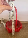 +* Small Red Basket Woven Wood With Handle & Plastic Liner Holiday Valentines Day