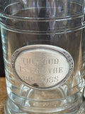 [L] * Big Clear Glass BEER MUG Silver Plaque THIS BUD IS FOR THE BIG BOSS Placard