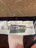 ** Womens Sz Small EK DESIGN Chocolate Brown Maxi Velvet Feel Skirt Slit Long