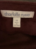 Womens Juniors Medium Charlotte Russe Burgandy Plum Classic Sheath Bell Long Sleeve Short Dress Vneck NWOT