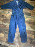 Vintage Women’s Juniors Denim Jean Jumpsuit Romper Coveralls 3/4 Sleeve Sz 11/12