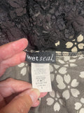 +* Women’s Juniors Small Halter Top by Wet Seal Black & Ivory Floral  Black Lace at Hemline