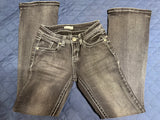 +* Womens Juniors Sz 3 Fire and Rain Faded Black Jeans Embellished Wing Pockets Boot Cut