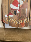+^ Vintage Stenciled Merry CHRISTMAS Santa Wood Sleigh  20” L x 10.5” W