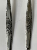 +* Vintage MCM Set/2 Serving Tablespoons Stainless Silverware Cutlery Japan Etched Flower