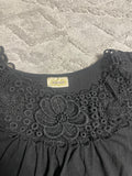 +* Womens Juniors Pretty Good Medium Black Top with Lace Bodice Banded Hem Short Sleeves