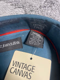 ** Men’s NWT St John's Bay Vintage Canvas Large Dark Aqua Blue Long Sleeve Button Down Work Shirt Cotton