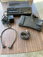 a* Vintage Norelco Dictation Machine #184 Foot Pedal, Earphones (No cord) Powers on