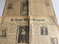 € AS-IS Antique 1904 Newspaper St Louis Globe Democrat Ephemera Delicate Lot#6