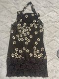 +* Women’s Juniors Small Halter Top by Wet Seal Black & Ivory Floral  Black Lace at Hemline