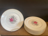 Vintage GRAY DAWN Rosenthal Selb Germany Set/8 10” Dinner Plates Gold rim, Gray band
