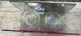 a* Vintage Glass Dual Tea Lite Votive Candle Holder LOVE The Greatest Thing w/ Rhinestones