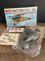 a* Vintage 1979 Unused British S.E. 5A 5205 Airplane Model by Monogram 1/48 Scale Paintable