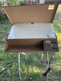 a* Vintage Montgomery Ward Lighted Slide Projector Table Metal Frame Folds EH1-2130A Works