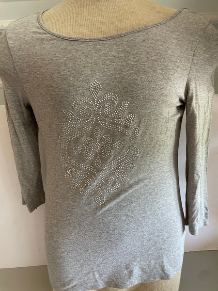 Womens/Juniors Medium White House Black Market Heather Gray 3/4 Sleeve Tshirt