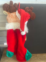a** Soft Plush Teddy Bear Reindeer Christmas Stocking
