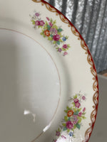 Vintage 1940s Diamond China ROSLYN Floral Pattern Set/8 Tea Cup & Saucers Japan Gold Rim