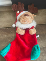 a** Soft Plush Teddy Bear Reindeer Christmas Stocking