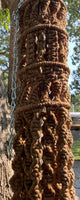 a* Vintage Macrame Hanging Plant Pot Glass Holder BOHO MCM 1970's 8’ Feet Long, Brown Jute